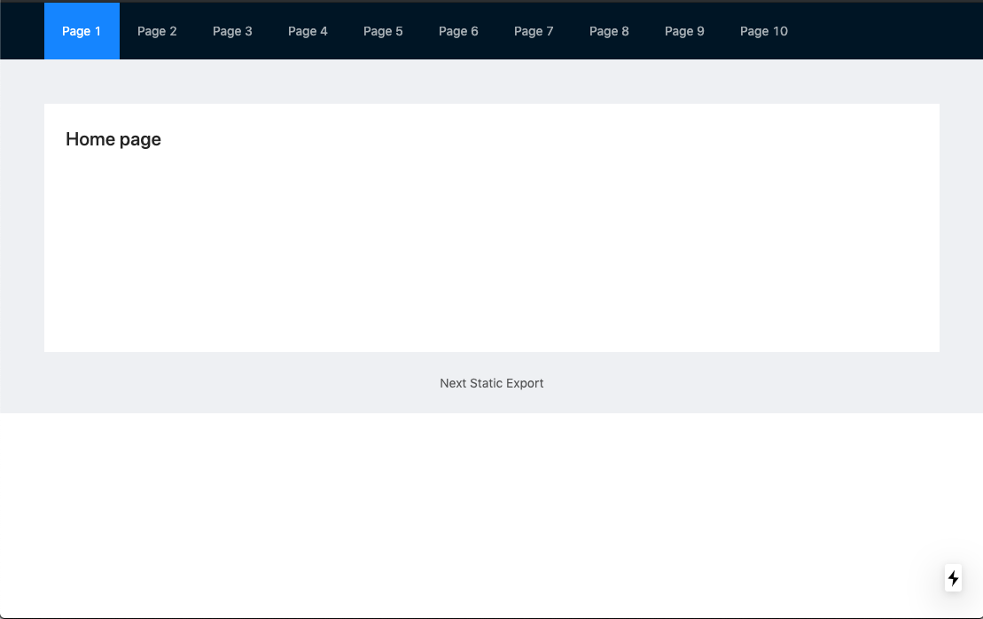 Home page of the demo website used to compare NextJS and GatsbyJS
