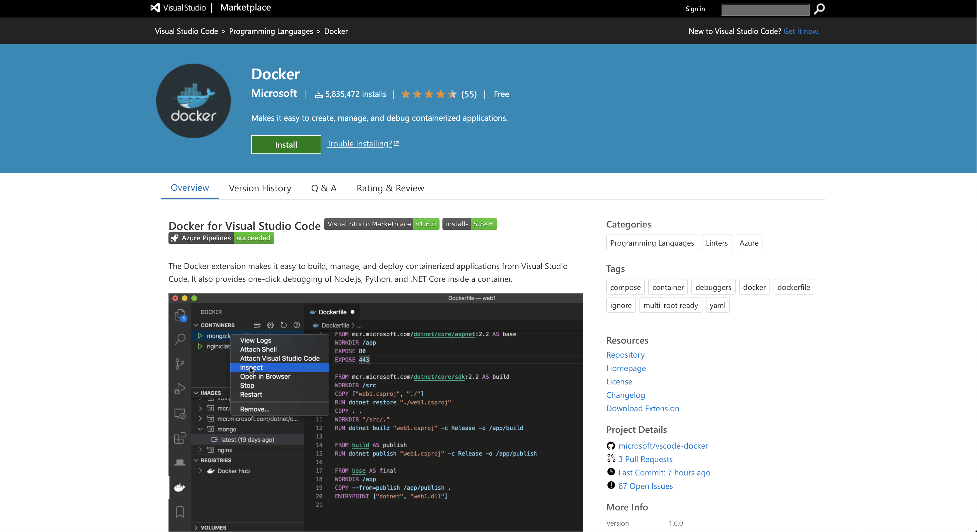 Docker VS Code extension