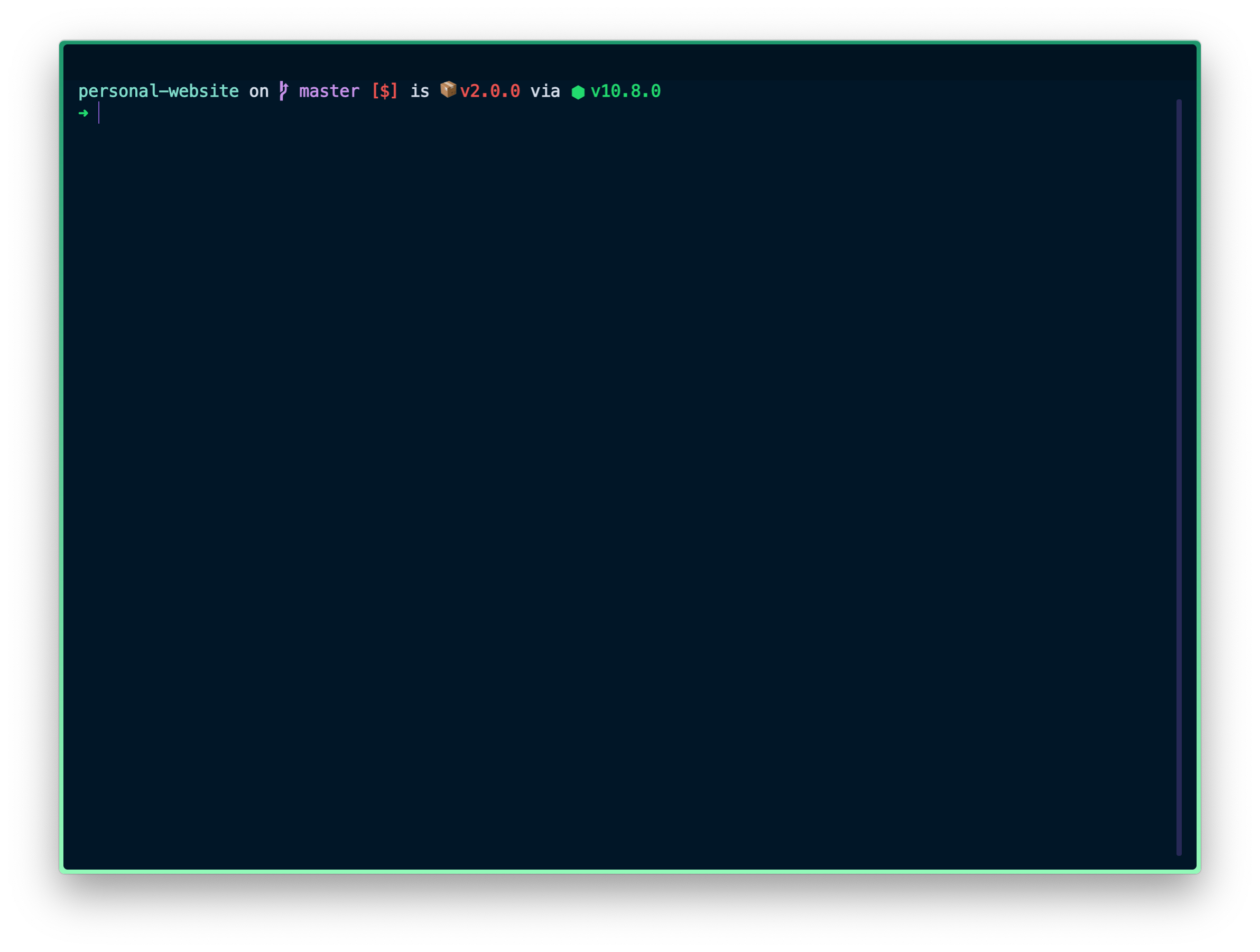 A vibrant green border surrounds the terminal.